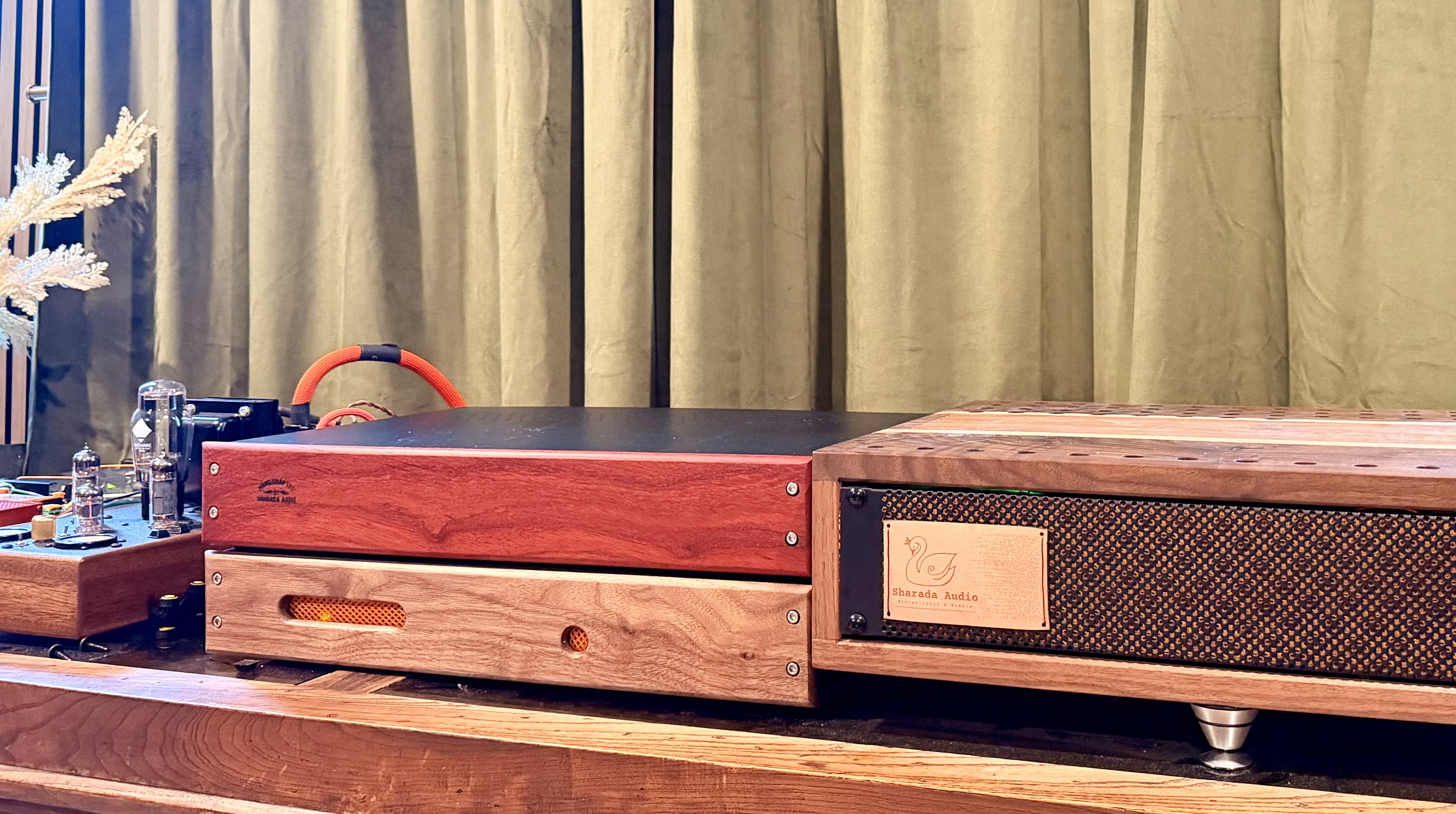 Finished Sharada Audio component in a wood enclosure