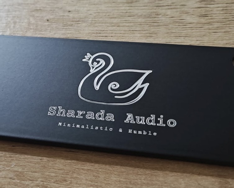 CNC milling detail for Sharada Audio panel branding