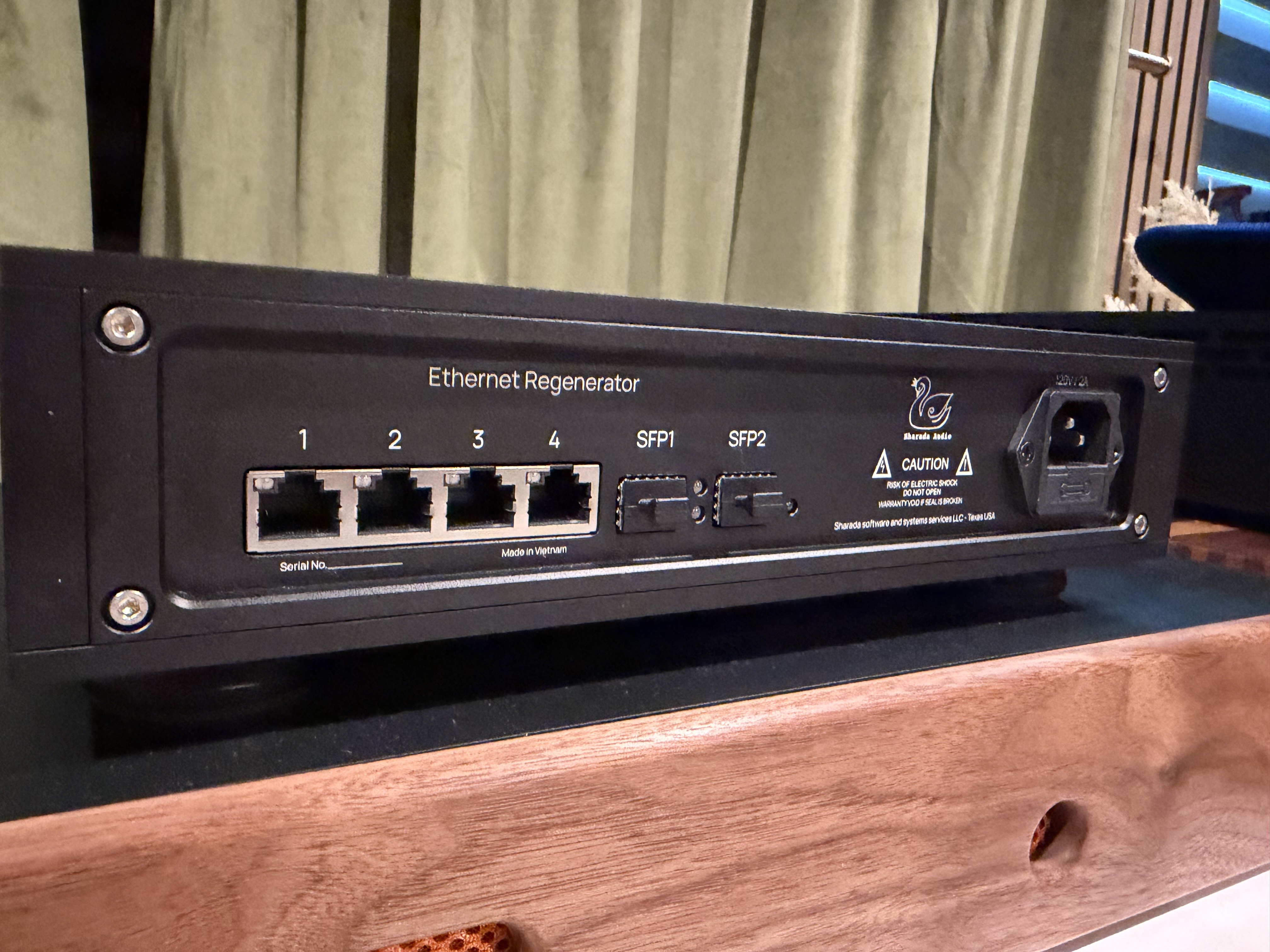Rear view of the Level 1 Sharada Audio Ethernet Regenerator